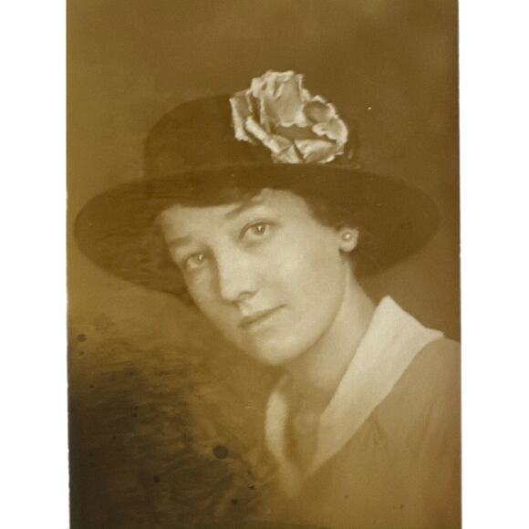 Antique RPPC Postcard Portraits Ephemera Woman Portrait Greeting Card Sepia Tone - Picture 1 of 3